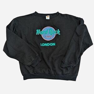 Vintage 90s Hard Rock Cafe London Black Crewneck Sweater